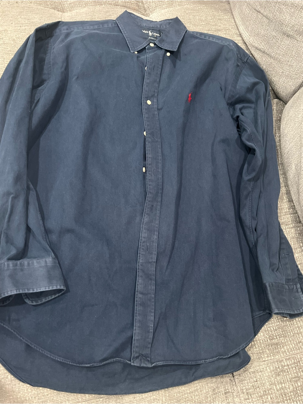 Ralph Lauren Navy Button-Front Shirt Jacket with Red Pony